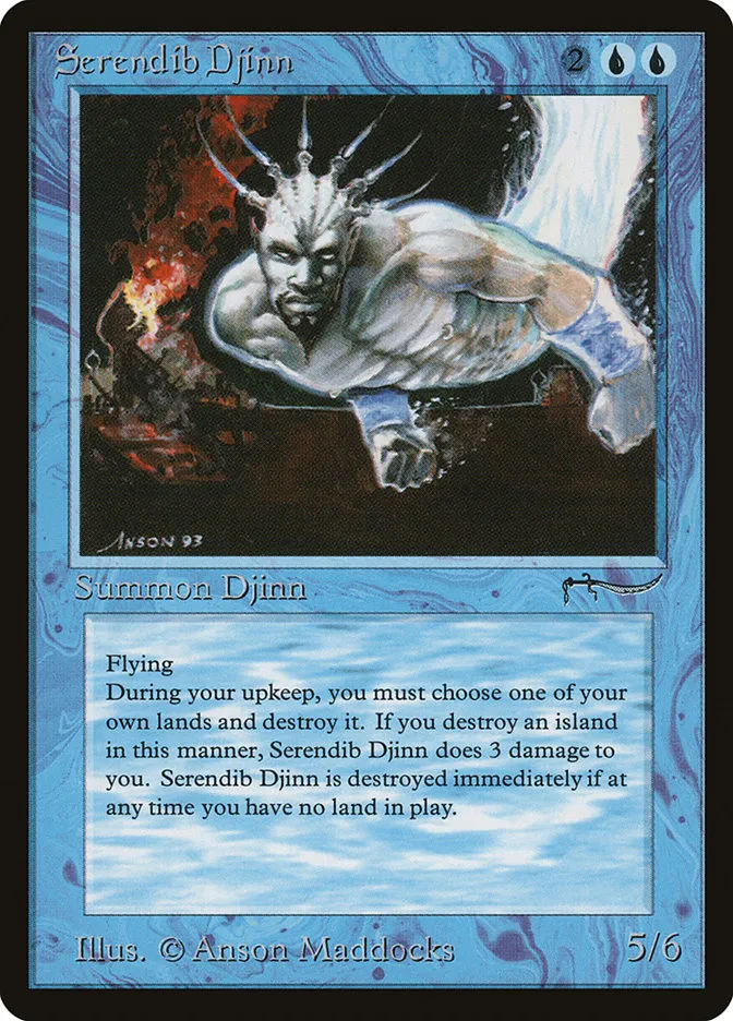 1993 Arabian Nights Serendib Djinn rare #19 rare card image