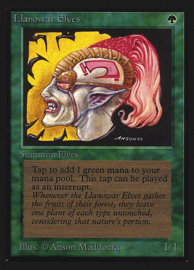 1993 Collectors' Edition Llanowar Elves common #211 common card image