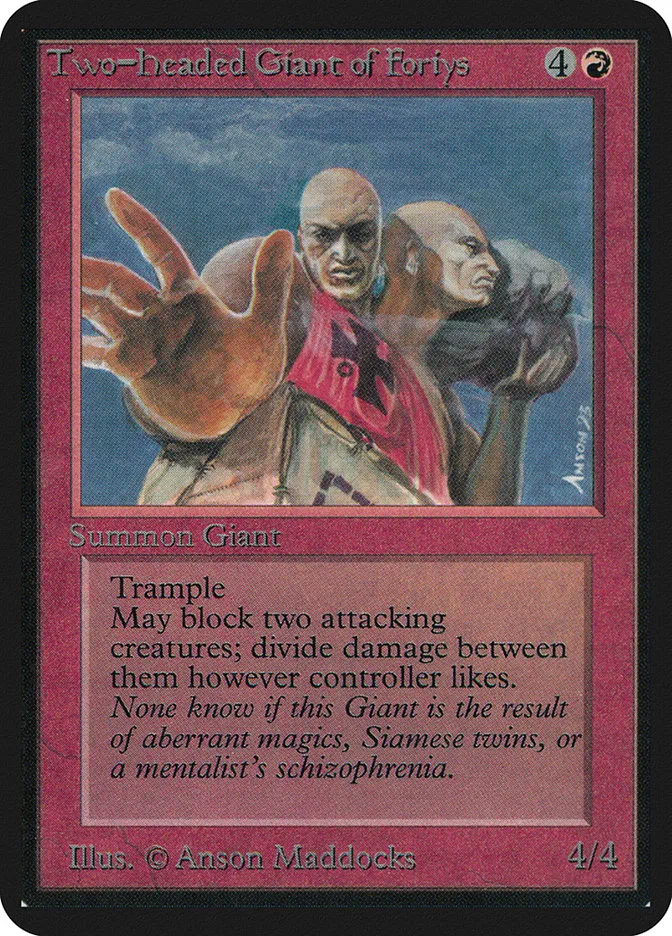 1993 Limited Edition Alpha Two-Headed Giant of Foriys rare #179 rare card image