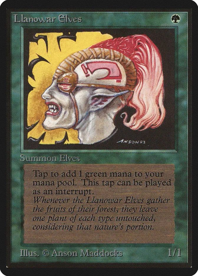 1993 Limited Edition Beta Llanowar Elves common #211 common card image