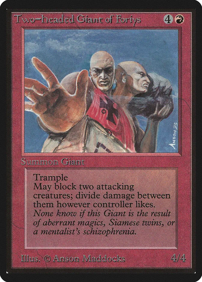 1993 Limited Edition Beta Two-Headed Giant of Foriys rare #180 rare card image