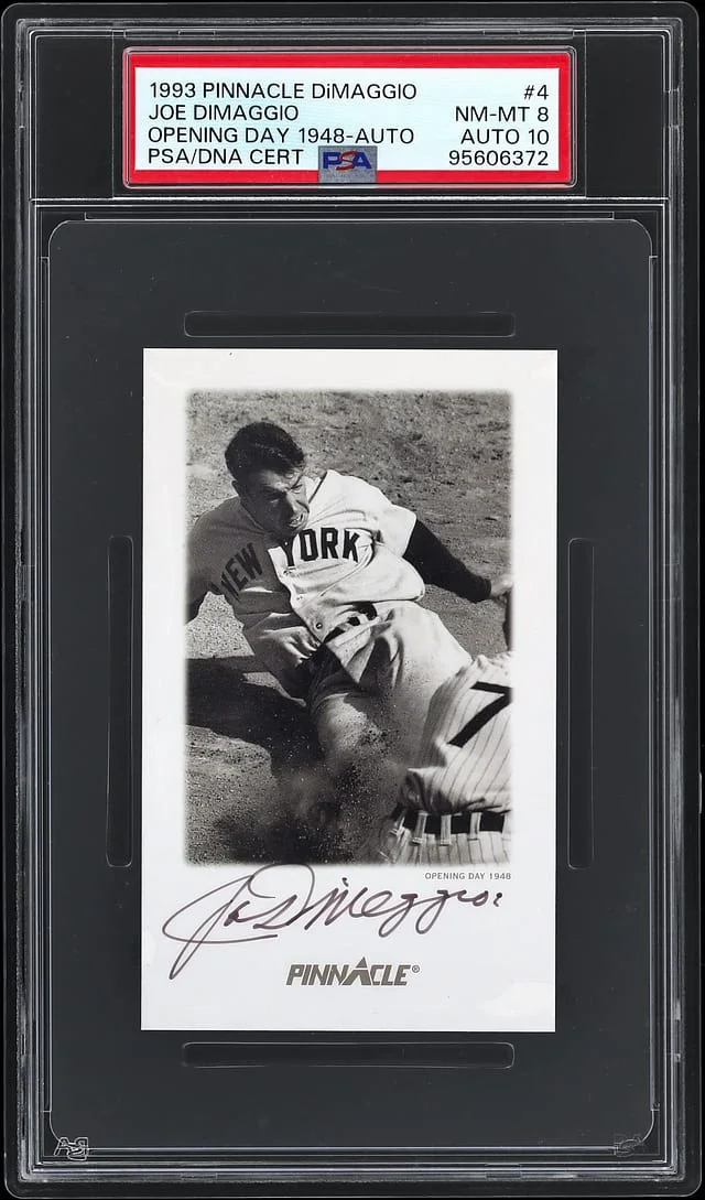 1993 Pinnacle Joe DiMaggio DiMaggio Opening Day 1948 Autograph #4 card image