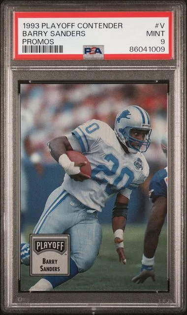 1993 Playoff Contenders Barry Sanders Promo Promos #V card image