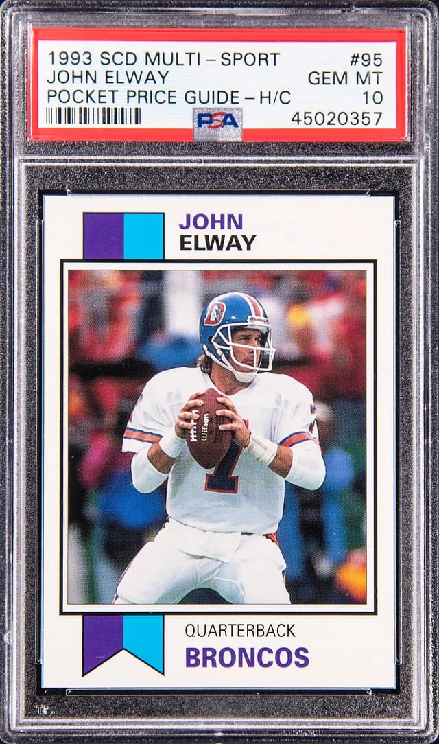 1993 SCD Multi-Sport Pocket Price Guide Hand Cut John Elway #95 card image