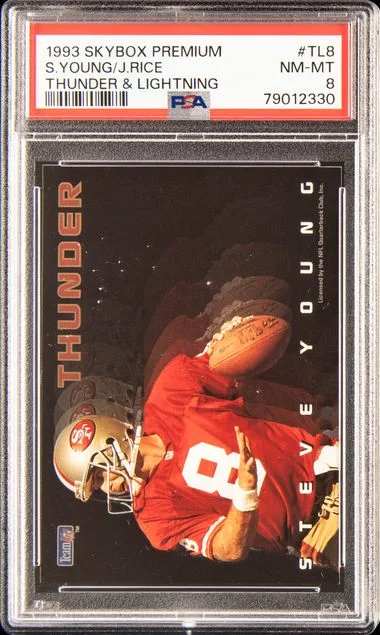 1993 SkyBox Premium Jerry Rice/Steve Young Thunder & Lightning #Tl8 card image