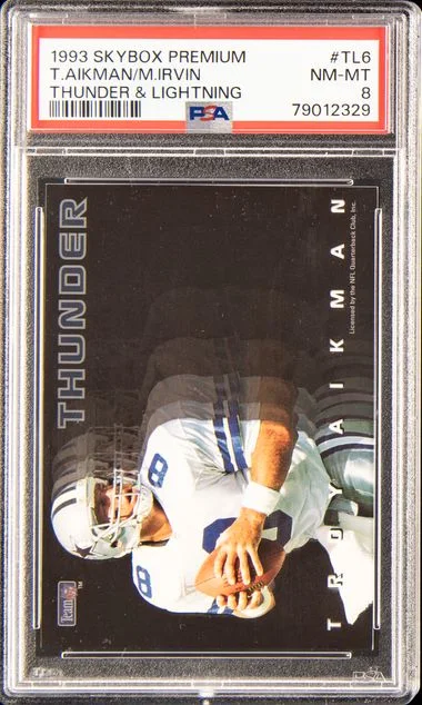 1993 SkyBox Premium Michael Irvin/Troy Aikman Thunder & Lightning #Tl6 card image