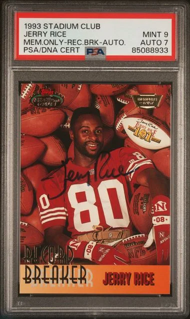 1993 Stadium Club Members Only Record Breaker-Autograph Jerry Rice #no-number card image