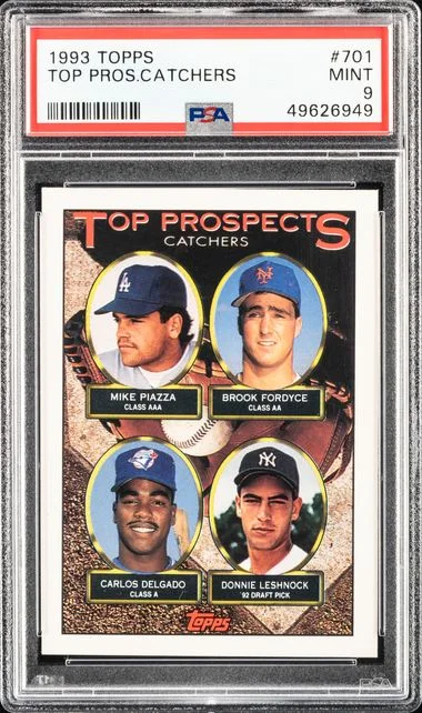 1993 Topps Mike Piazza/Carlos Delgado Gold Top Prospects Catchers #701 card image