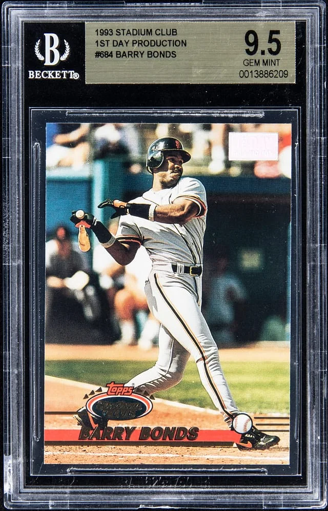 1993 Topps Stadium Club Barry Bonds 1st Day Production #684 card image