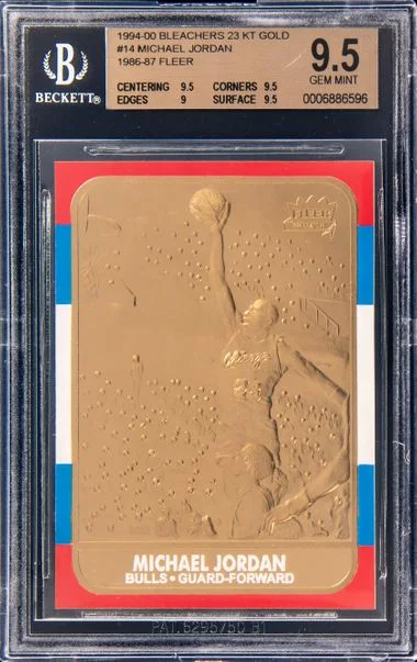 1994-00 Bleachers 23 KT Gold 1986-87 Fleer Michael Jordan #14 card image