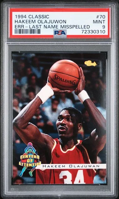 1994-95 Classic Hakeem Olajuwon, Last Name Misspelled Error #70 card image