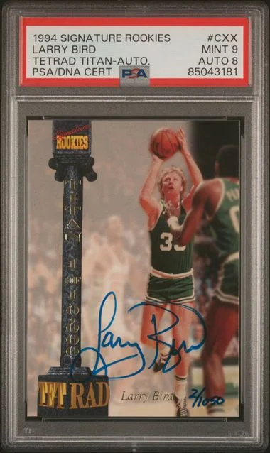 1994-95 Signature Rookies Tetrad Titan Autograph-D.G. Only Larry Bird #CXX card image