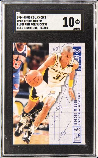1994-95 UD Col Choice Blueprint For Success, Gold Signature, Italian Reggie Miller #382 card image