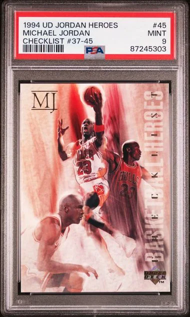 1994-95 Upper Deck #45 Michael Jordan Jordan Heroes Checklist #37-45 card image