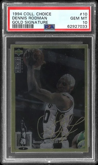 1994-95 Upper Deck Collector's Choice Dennis Rodman Gold Signature #10 card image