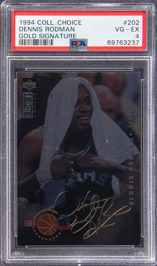 1994-95 Upper Deck Collector's Choice Dennis Rodman Gold Signature #202 card image