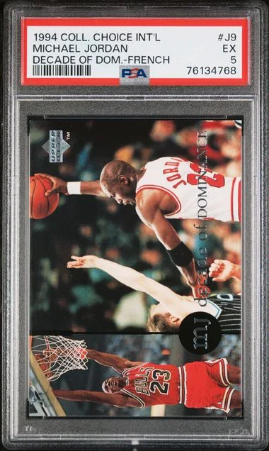 1994-95 Upper Deck Collector's Choice Michael Jordan International Decade Of Dominance French #J9 card image