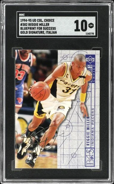 1994-95 Upper Deck Collector's Choice Reggie Miller Blueprint For Success Gold Signature (Italian) #382 card image
