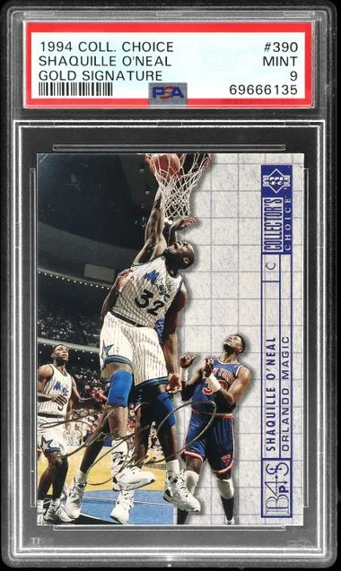 1994-95 Upper Deck Collector's Choice Shaquille O'Neal Gold Signature #390 card image