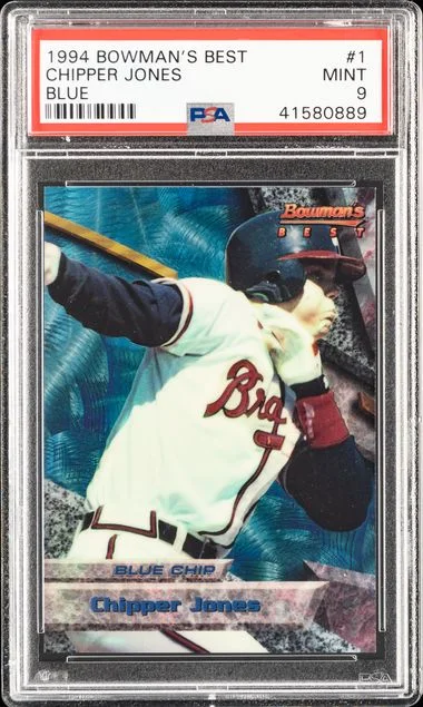 1994 Bowman's Best Chipper Jones Blue #1 card image