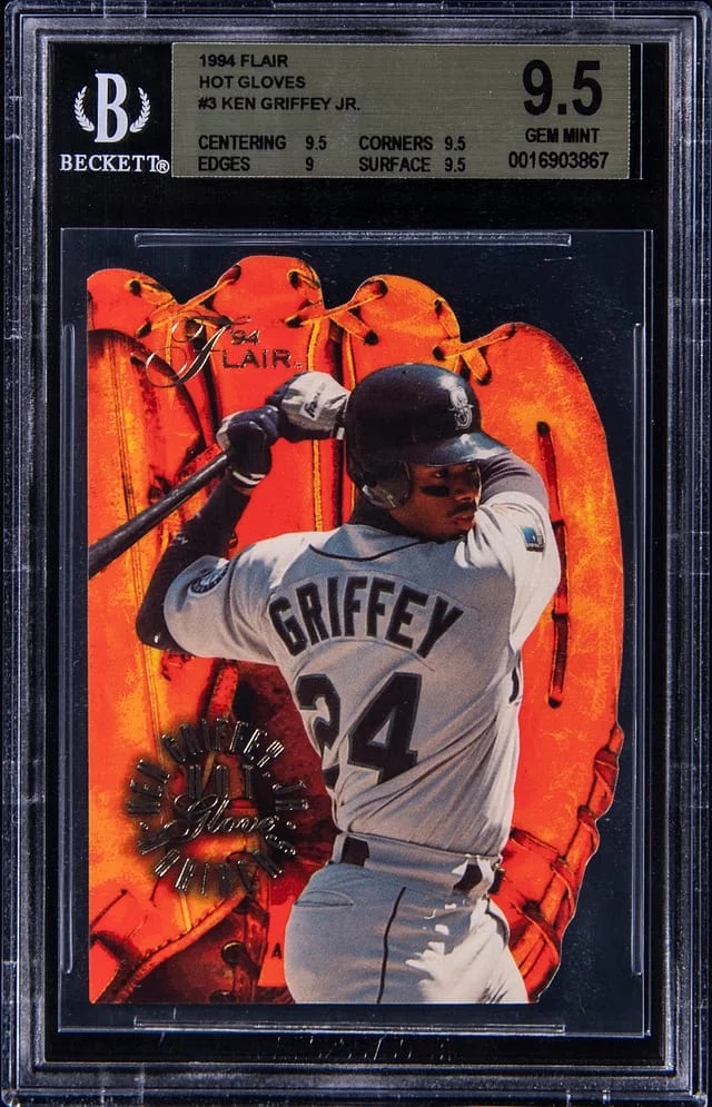 1994 Flair Ken Griffey Jr. Hot Gloves #3 card image