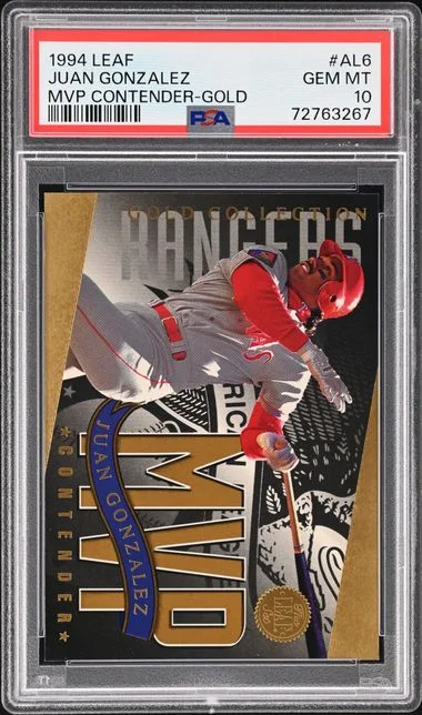1994 Leaf Juan Gonzalez MVP Contender Gold #AL6 card image