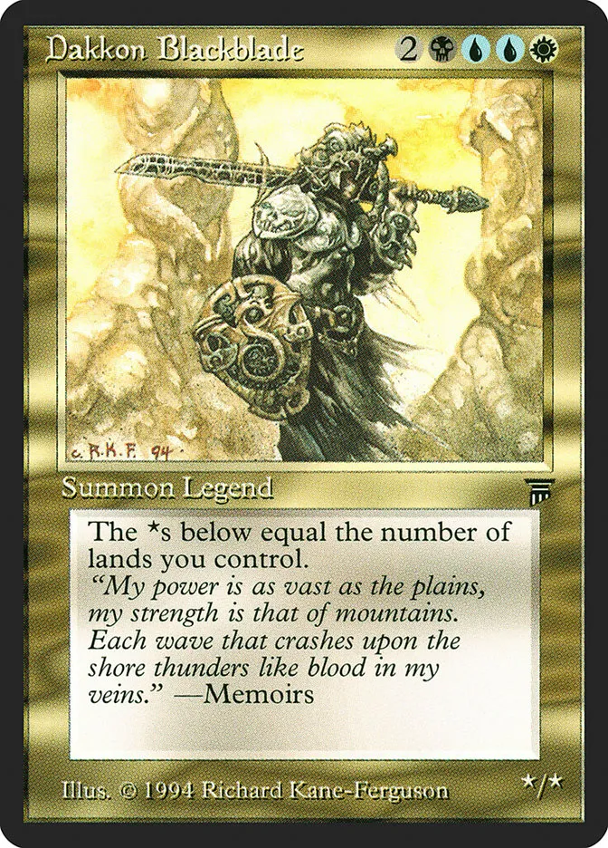 1994 Legends Dakkon Blackblade rare #225 unlisted card image