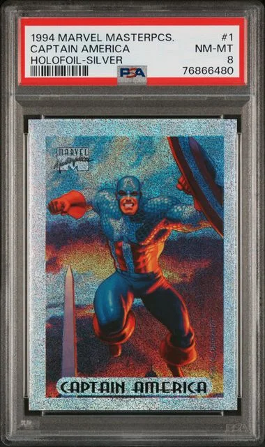 1994 Marvel Masterpieces Holofoil Silver Captain America #1 card image
