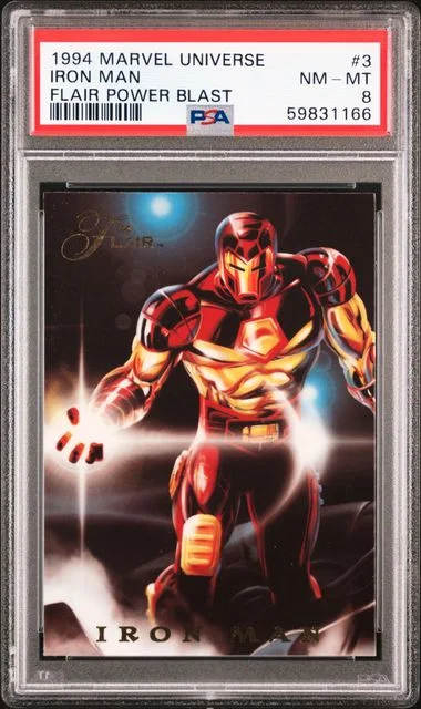 1994 Marvel Universe Flair Power Blast Iron Man #3 card image