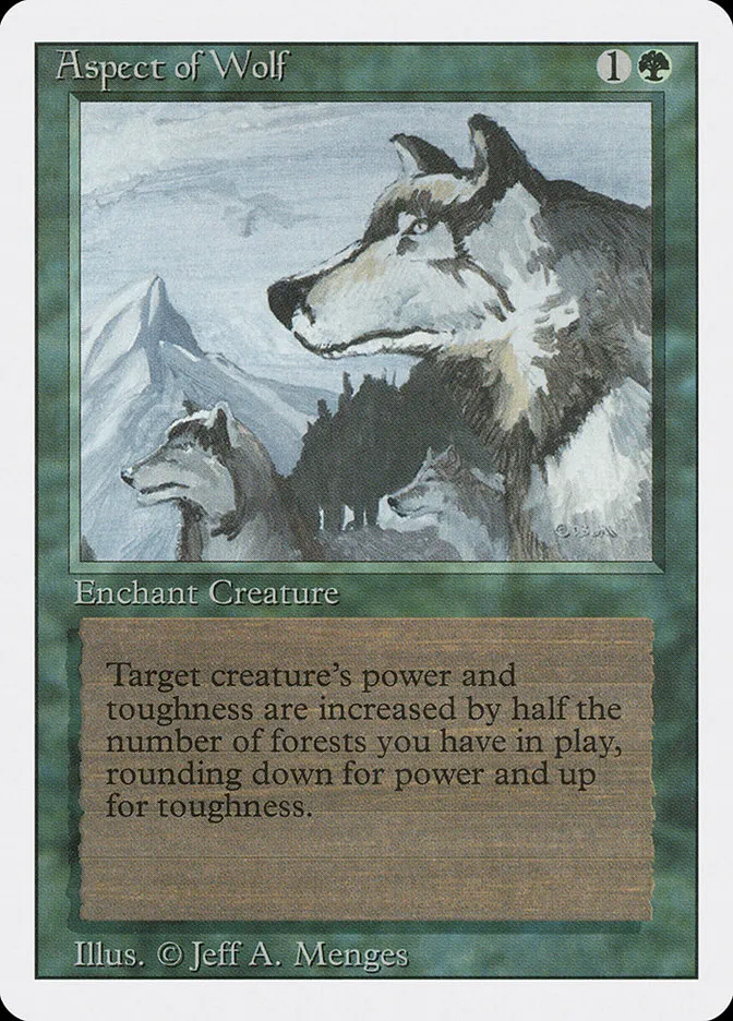 1994 Revised Edition Aspect of Wolf rare #186 rare card image