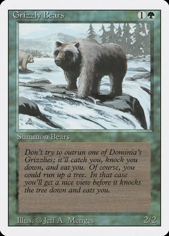 1994 Revised Edition Grizzly Bears common #201 common card image