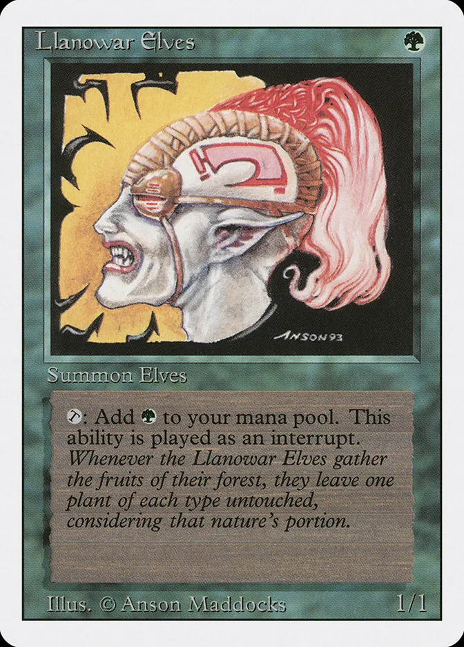 1994 Revised Edition Llanowar Elves common #211 common card image