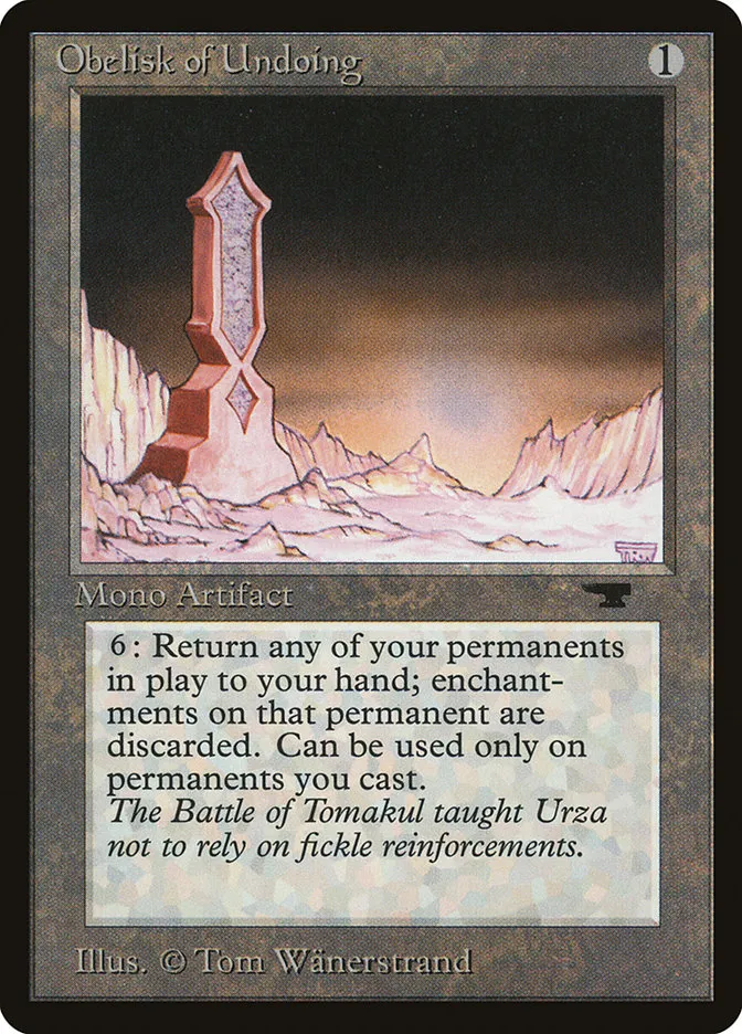 1994 Antiquities Obelisk of Undoing #58 rare card image