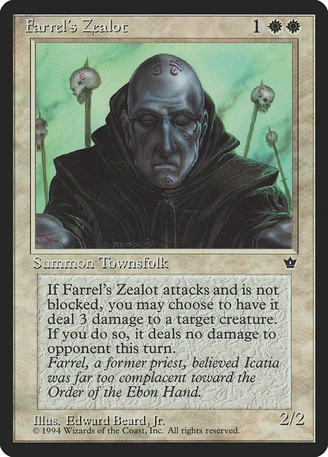 1994 Fallen Empires Farrel's Zealot #3c common card image