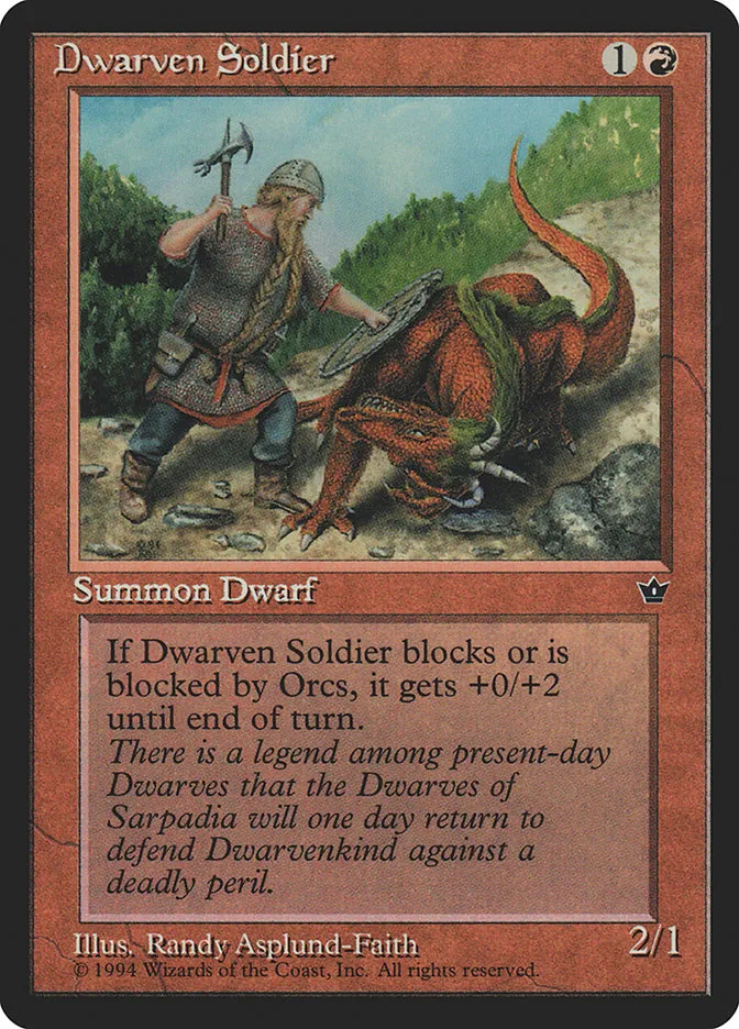 1994 Fallen Empires Dwarven Soldier common #53b common card image