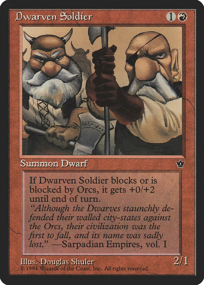 1994 Fallen Empires Dwarven Soldier common #53c common card image