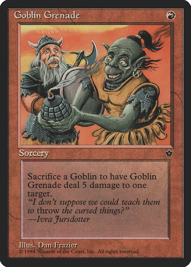 1994 Fallen Empires Goblin Grenade common #56b common card image