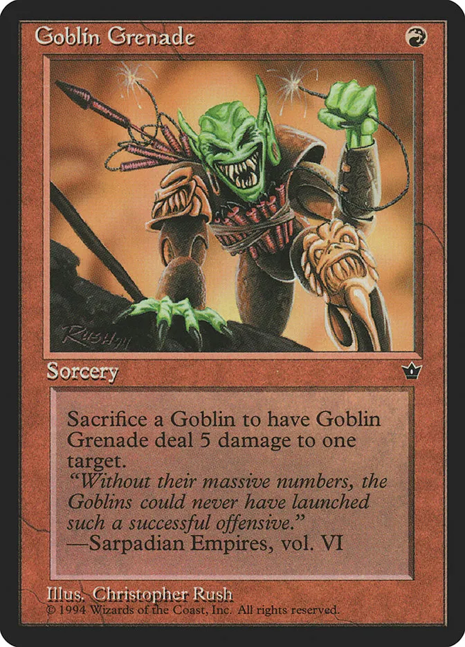 1994 Fallen Empires Goblin Grenade common #56c common card image