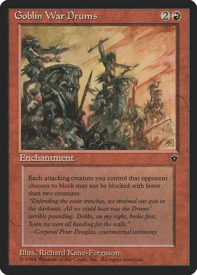 1994 Fallen Empires Goblin War Drums common #58b common card image