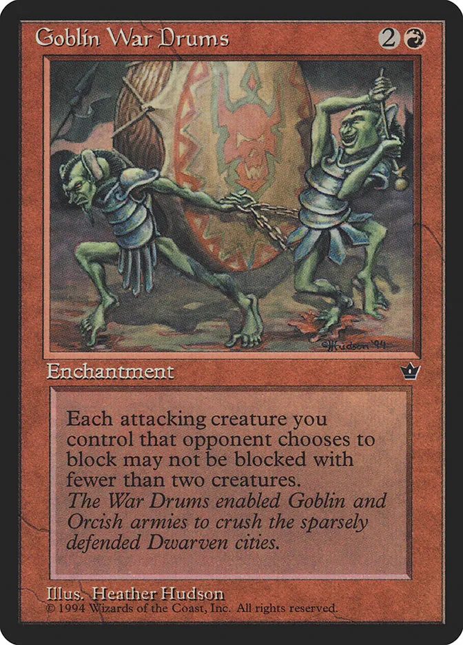 1994 Fallen Empires Goblin War Drums common #58c common card image