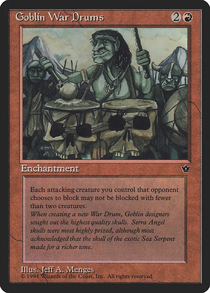 1994 Fallen Empires Goblin War Drums common #58d common card image