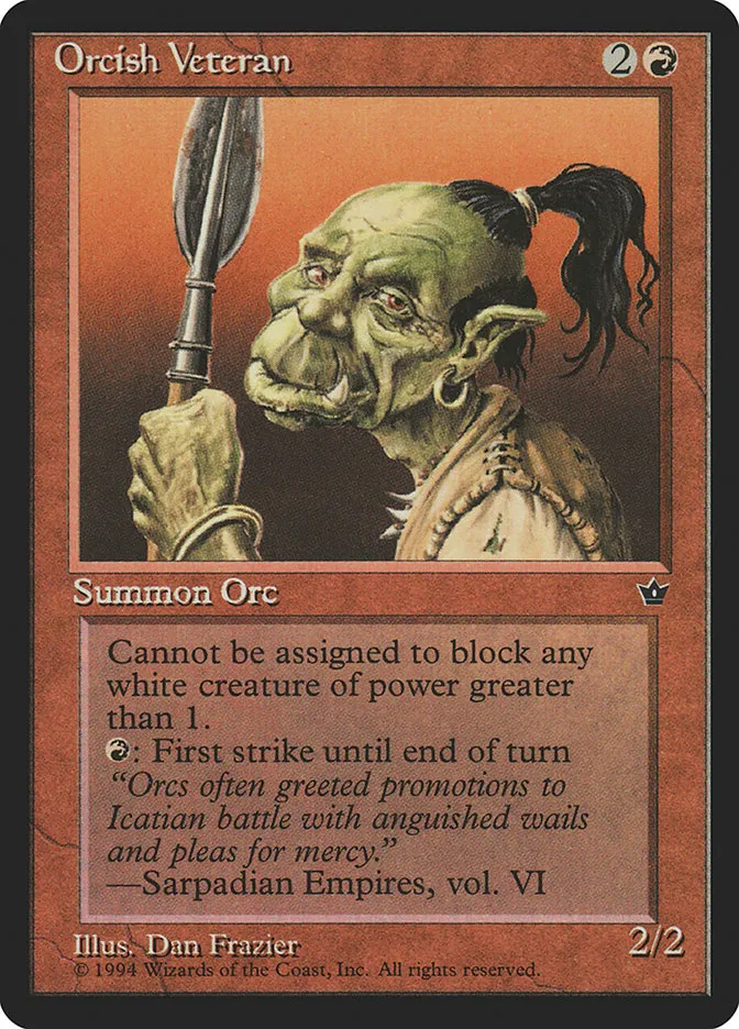 1994 Fallen Empires Orcish Veteran common #62b common card image