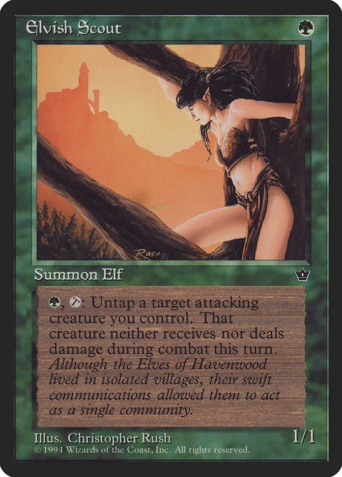1994 Fallen Empires Elvish Scout #68c common card image