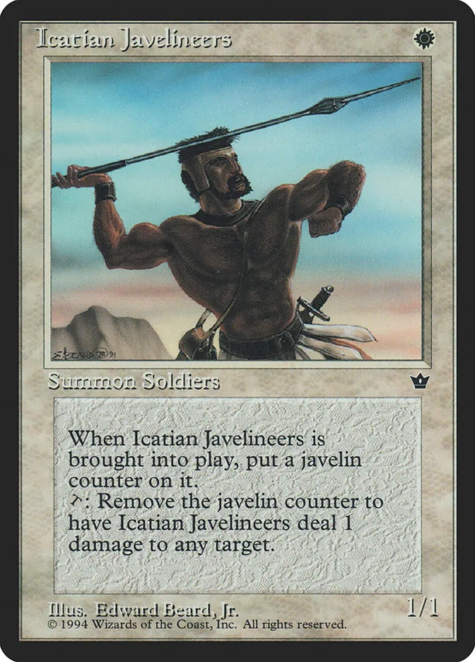 1994 Fallen Empires Icatian Javelineers #8b common card image