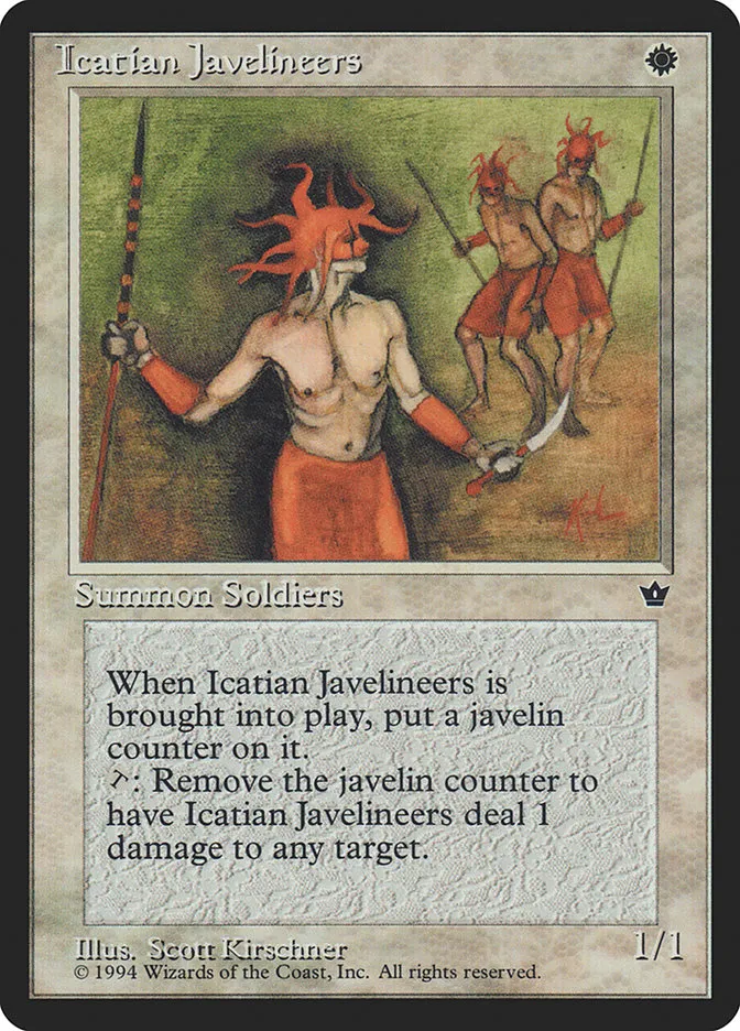1994 Fallen Empires Icatian Javelineers #8c common card image
