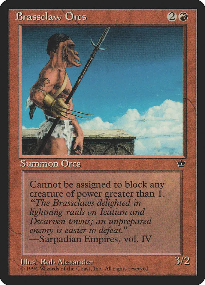 1994 Fallen Empires Brassclaw Orcs [Misprint] common #49a common card image