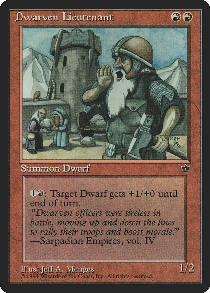 1994 Fallen Empires Dwarven Lieutenant uncommon #52 uncommon card image
