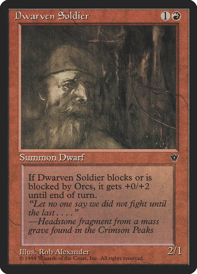1994 Fallen Empires Dwarven Soldier #53a common card image