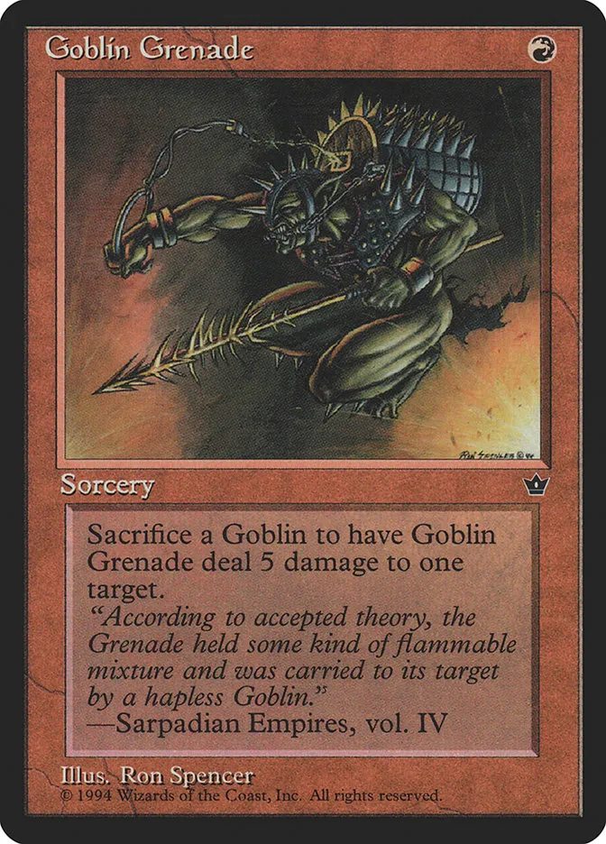 1994 Fallen Empires Goblin Grenade common #56a common card image