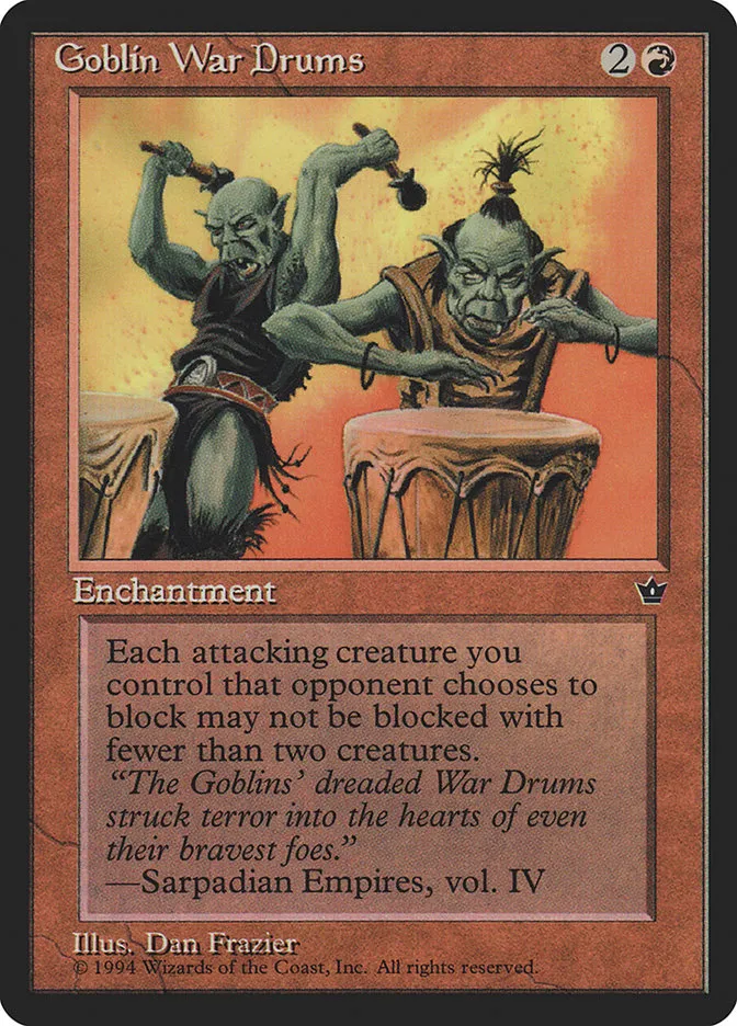 1994 Fallen Empires Goblin War Drums common #58a common card image